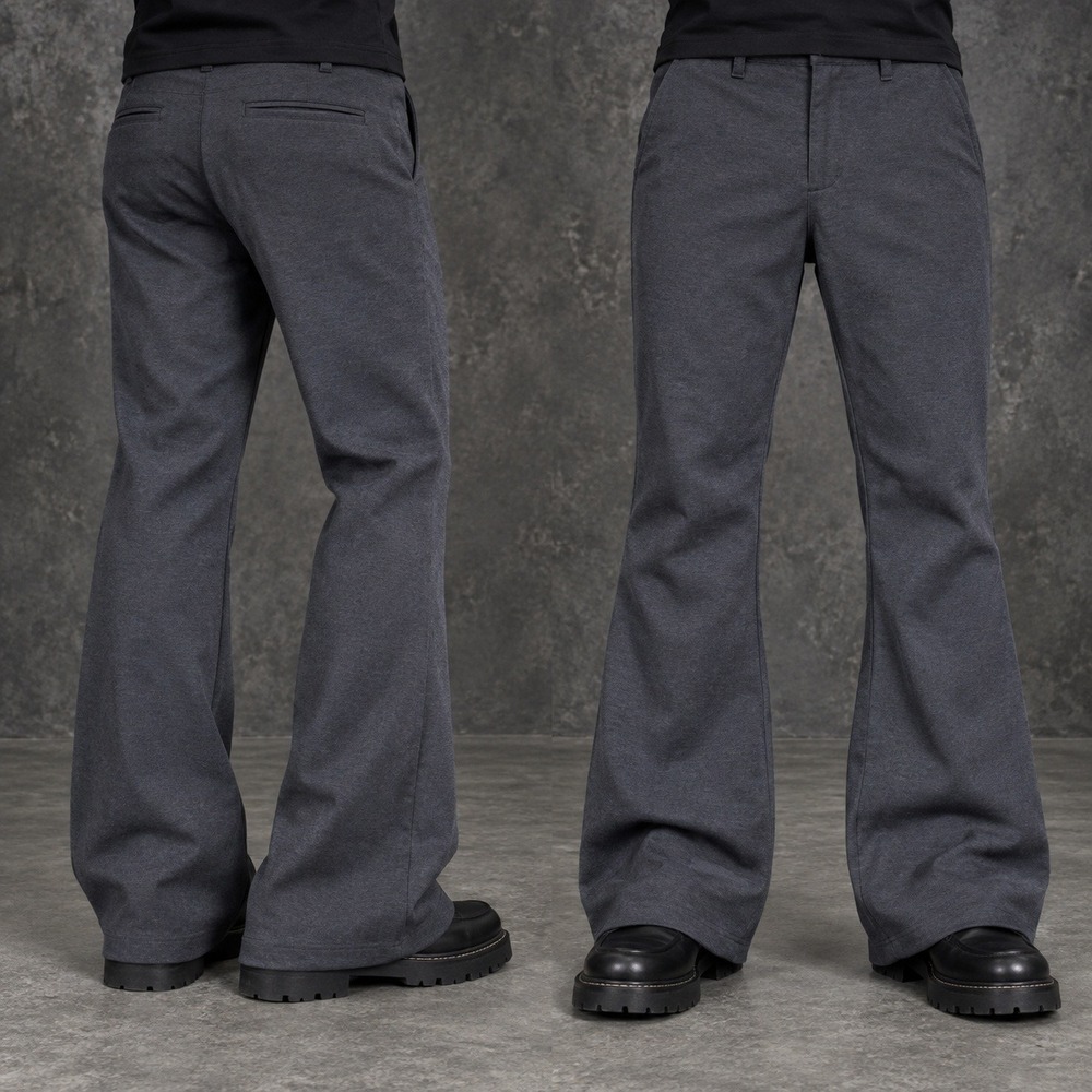 30x30 Grey Pleated Bootcut Flared Wide Leg Dress Pants Y2K Grunge Vintage 2000s